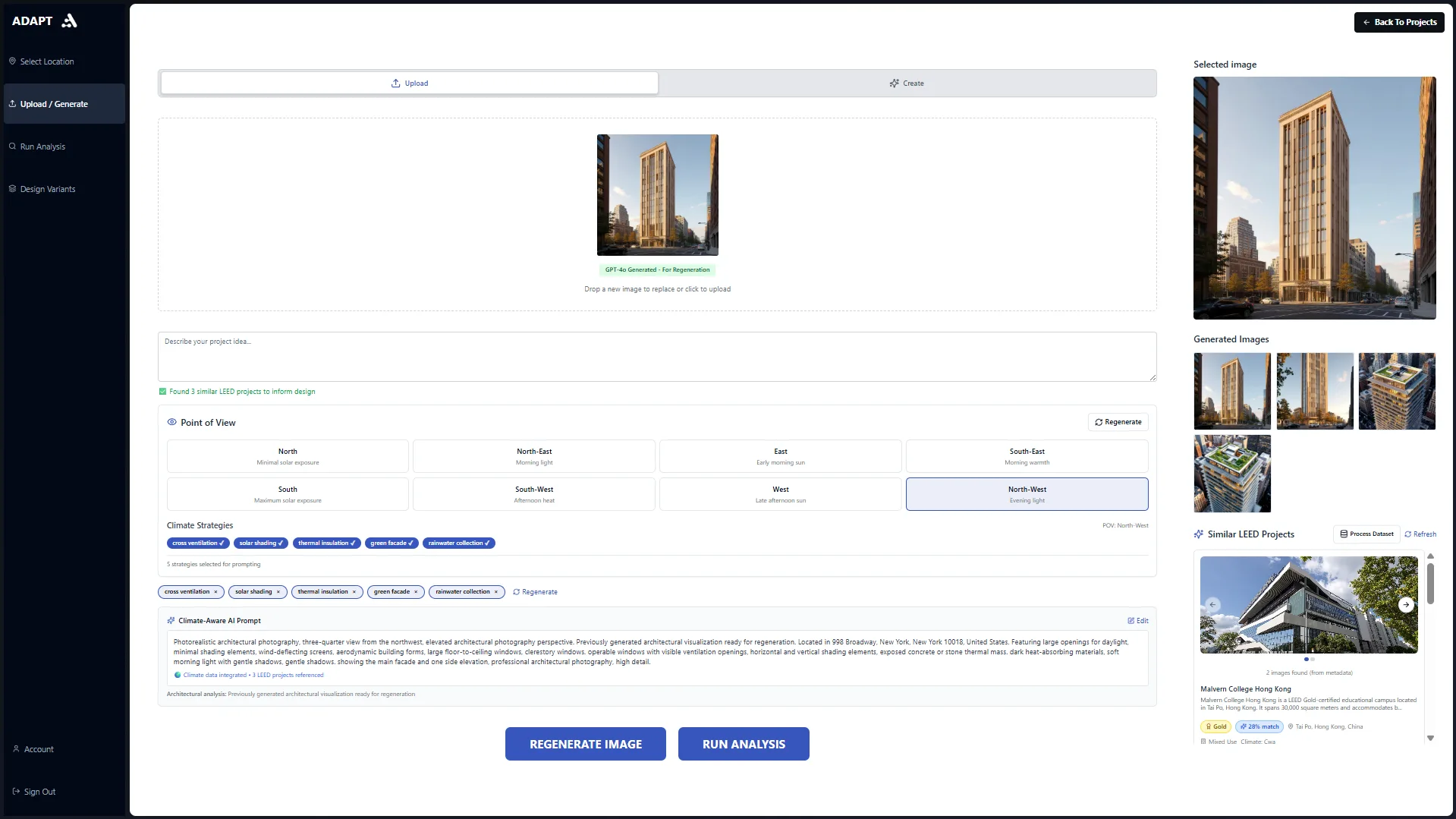 AI image generation with LEED-enhanced prompts