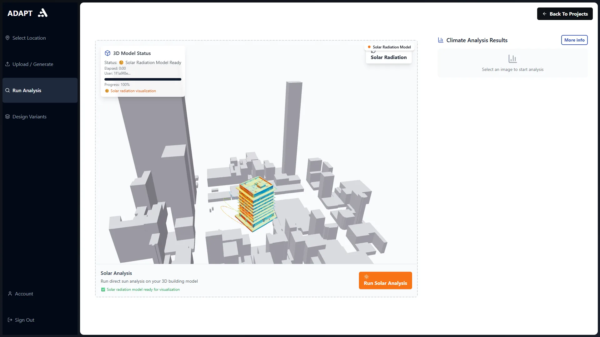 Solar radiation analysis on 3D model