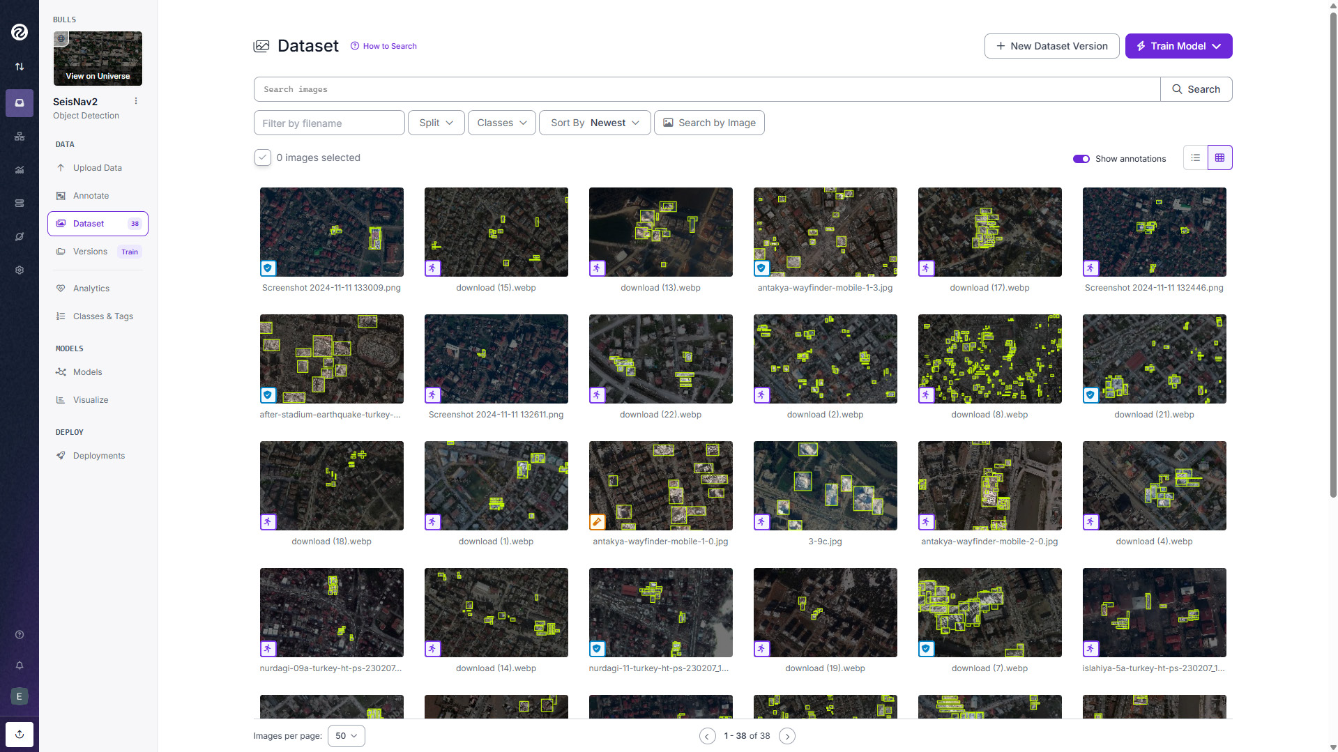 SeisNAV disaster mapping interface
